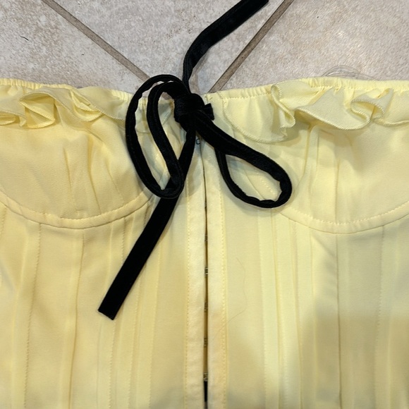 NWT! Pacsun Beverly and Beck Yellow Velvet Bow Corset Top M coquette - Picture 4 of 7